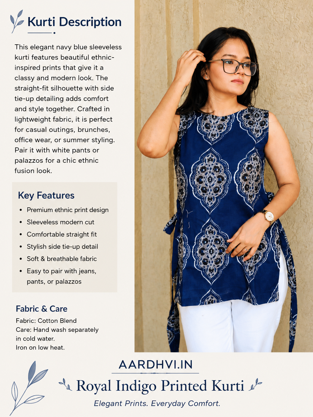 Royal Indigo Printed Kurti