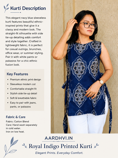 Royal Indigo Printed Kurti