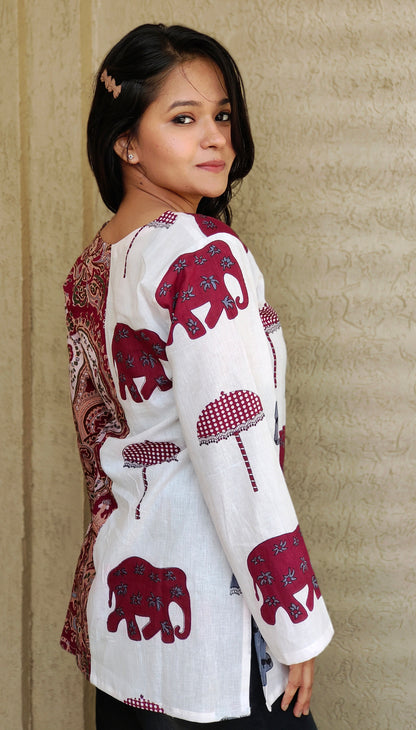 Elephant Paisley Fusion Kurti