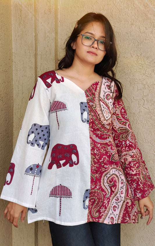 Elephant Paisley Fusion Kurti