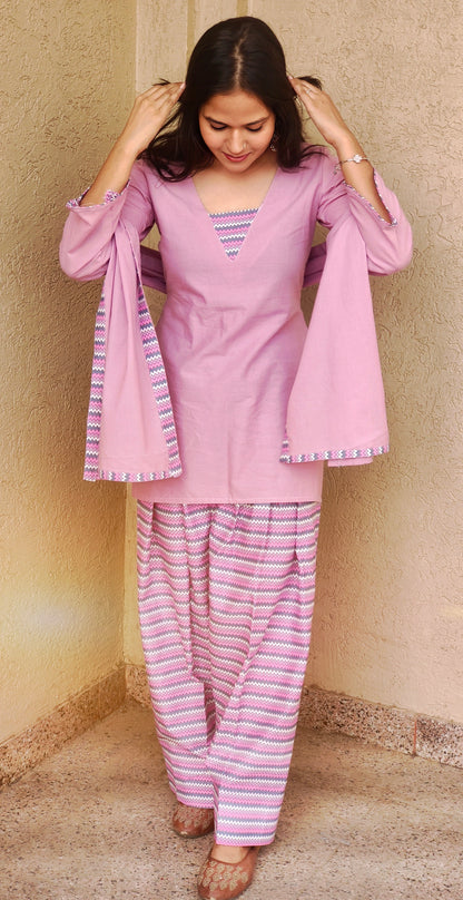 Lilac Zigzag Farsi Suit Set