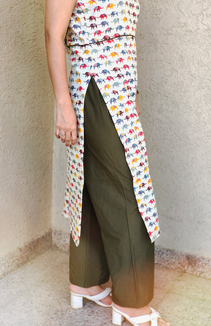 Ivory Elephant Straight Suit Set