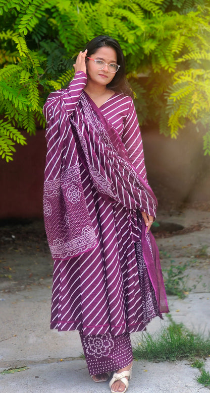 Rangrez Lehariya Anarkali Set Aardhvi