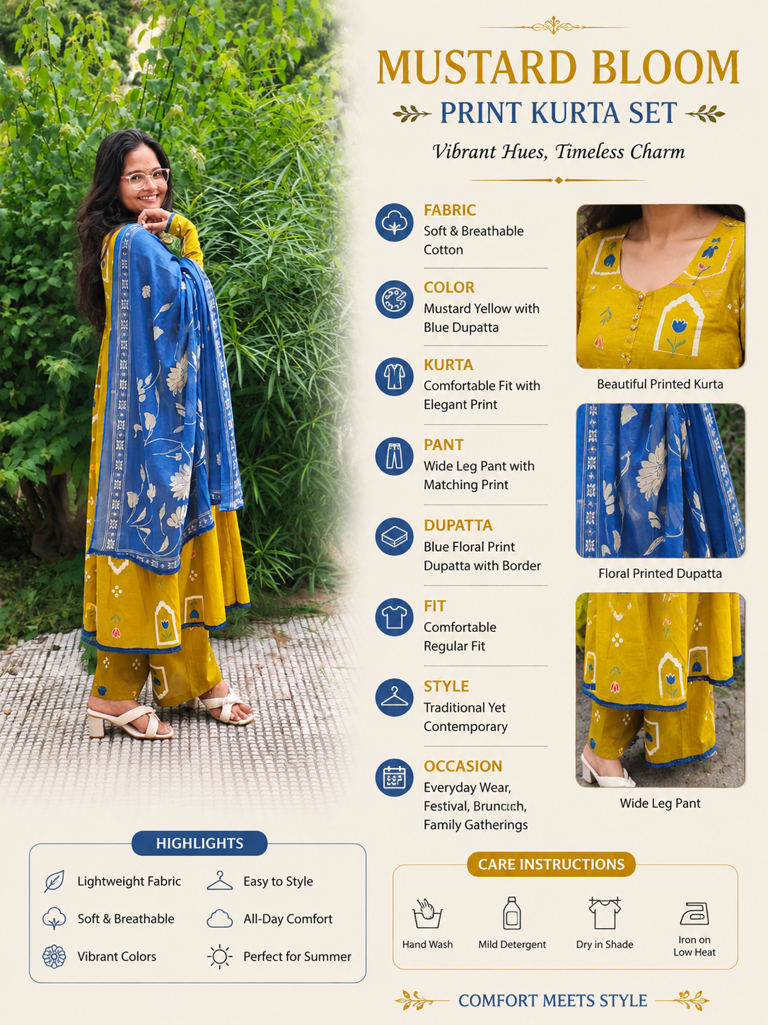 Mustard Yellow Kurta Set Aardhvi