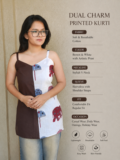 Elephant Umbrella Color-Block Kurti