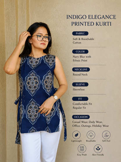 Royal Indigo Printed Kurti